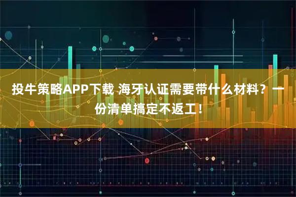 投牛策略APP下载 海牙认证需要带什么材料？一份清单搞定不返工！